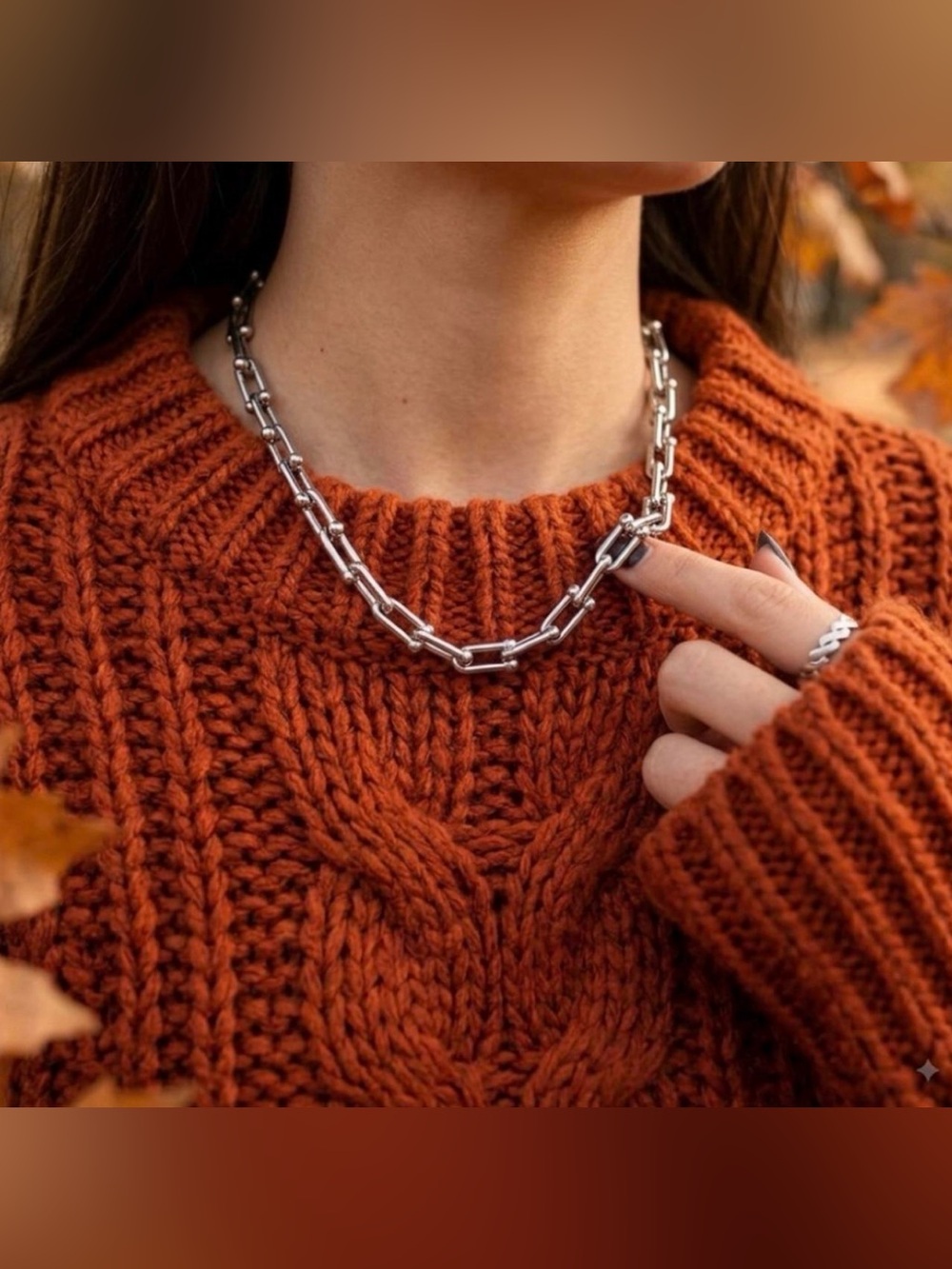 Chunky Silver Horseshoe Graduated Ball U Link Chain Necklace